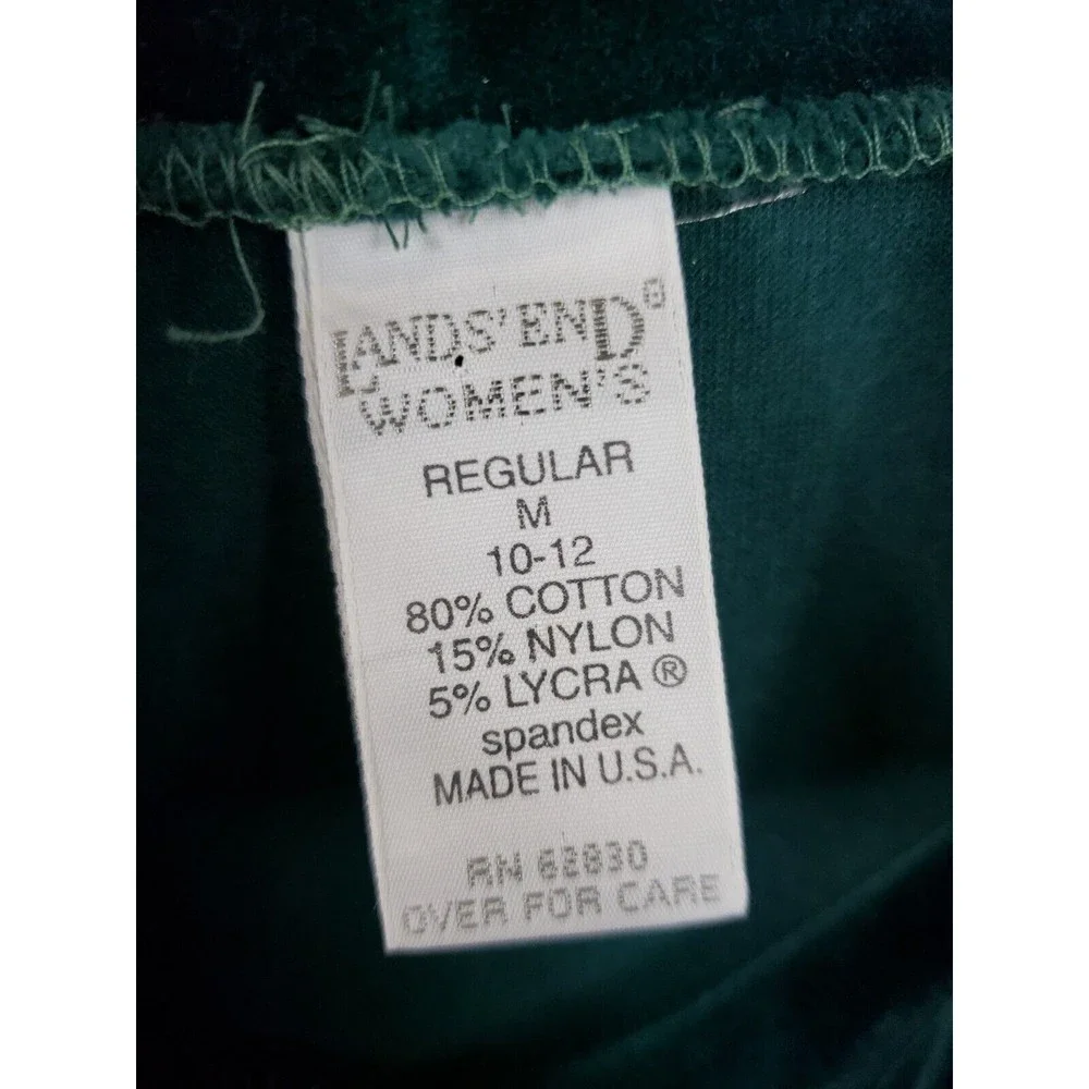 Vtg Lands End Dress Womens Med Velour Velvet Mock Neck Long Sleeve emerald green